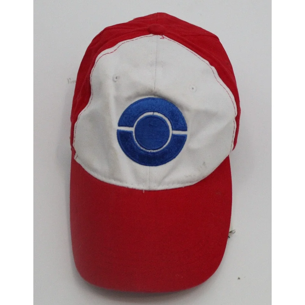 Pokemon Ash Ketchum Cosplay Hat Red White Adjustable Baseball Cap Kid Coser READ